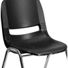 image:imageFlash Furniture HERCULES Series 440 lb Capacity Kids Black Ergonomic Shell Stack Chair with Black Frame and 14 Seat HeightBlack PlasticChrome Frame