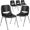 image:imageFlash Furniture HERCULES Series 440 lb Capacity Kids Black Ergonomic Shell Stack Chair with Black Frame and 14 Seat HeightBlack PlasticChrome Frame