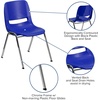 image:imageFlash Furniture HERCULES Series 440 lb Capacity Kids Black Ergonomic Shell Stack Chair with Black Frame and 14 Seat HeightNavy PlasticChrome Frame