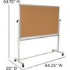 image:imageFlash Furniture HERCULES Series 625W x 6225H Reversible Mobile Cork Bulletin Board and White Board with Pen Tray64W x 648H