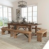 image:imageFlash Furniture HERCULES Series 8 x 40 Antique Rustic Folding Farm Table and Six Bench Set