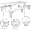 image:imageFlash Furniture HERCULES Series 8 x 40 Antique Rustic Folding Farm Table and Two Bench SetAntique Rustic White