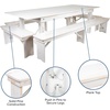 image:imageFlash Furniture HERCULES Series 9 x 40 Antique Rustic Folding Farm Table and Four Bench SetAntique Rustic White