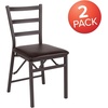 image:imageFlash Furniture HERCULES Series Brown Folding Ladder Back Metal Chair with Brown Vinyl SeatSet of 2