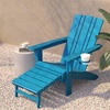 image:imageFlash Furniture Halifax Poly Resin Adirondack Chair with Cup Holder and Pull Out Ottoman AllWeather Poly Resin IndoorOutdoor Lounge Chair Set of 2 BlueBlue