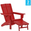 image:imageFlash Furniture Halifax Poly Resin Adirondack Chair with Cup Holder and Pull Out Ottoman AllWeather Poly Resin IndoorOutdoor Lounge Chair Set of 2 BlueRed