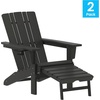 image:imageFlash Furniture Halifax Poly Resin Adirondack Chair with Cup Holder and Pull Out Ottoman AllWeather Poly Resin IndoorOutdoor Lounge Chair Set of 2 BlueBlack
