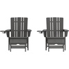 image:imageFlash Furniture Halifax Poly Resin Adirondack Chair with Cup Holder and Pull Out Ottoman AllWeather Poly Resin IndoorOutdoor Lounge Chair Set of 2 BlueGrey