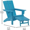 image:imageFlash Furniture Halifax Poly Resin Adirondack Chair with Cup Holder and Pull Out Ottoman AllWeather Poly Resin IndoorOutdoor Lounge Chair Set of 2 BlueBlue