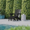 image:imageFlash Furniture Halifax Poly Resin Adirondack Chair with Cup Holder and Pull Out Ottoman AllWeather Poly Resin IndoorOutdoor Lounge Chair Set of 2 BlueBlack