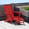 image:imageFlash Furniture Halifax Poly Resin Adirondack Chair with Cup Holder and Pull Out Ottoman AllWeather Poly Resin IndoorOutdoor Lounge Chair Set of 2 BlueRed