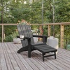 image:imageFlash Furniture Halifax Poly Resin Adirondack Chair with Cup Holder and Pull Out Ottoman AllWeather Poly Resin IndoorOutdoor Lounge Chair Set of 2 BlueGrey