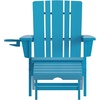 image:imageFlash Furniture Halifax Poly Resin Adirondack Chair with Cup Holder and Pull Out Ottoman AllWeather Poly Resin IndoorOutdoor Lounge Chair Set of 2 BlueBlue