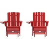 image:imageFlash Furniture Halifax Poly Resin Adirondack Chair with Cup Holder and Pull Out Ottoman AllWeather Poly Resin IndoorOutdoor Lounge Chair Set of 2 BlueRed