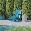 image:imageFlash Furniture Halifax Poly Resin Adirondack Chair with Cup Holder and Pull Out Ottoman AllWeather Poly Resin IndoorOutdoor Lounge Chair Set of 2 BlueBlue
