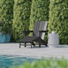 image:imageFlash Furniture Halifax Poly Resin Adirondack Chair with Cup Holder and Pull Out Ottoman AllWeather Poly Resin IndoorOutdoor Lounge Chair Set of 2 BlueGrey