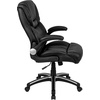 image:imageFlash Furniture Hansel High Back Black LeatherSoft Executive Swivel Office Chair with Double Layered Headrest and Open Arms