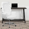 image:imageFlash Furniture Hansel High Back Traditional Tufted Black LeatherSoft Executive Swivel Office Chair with Silver Welt ArmsWhite