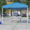 image:imageFlash Furniture Harris 10x10 White Pop Up Event Canopy Tent with Wheeled Case and Folding Bench Set  Portable Tailgate Camping Event SetBlue