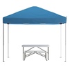 image:imageFlash Furniture Harris 10x10 White Pop Up Event Canopy Tent with Wheeled Case and Folding Bench Set  Portable Tailgate Camping Event SetBlue