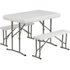 image:imageFlash Furniture Harris 10x10 White Pop Up Event Canopy Tent with Wheeled Case and Folding Bench Set  Portable Tailgate Camping Event SetBlue