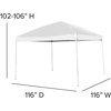 image:imageFlash Furniture Harris 10x10 White Pop Up Event Canopy Tent with Wheeled Case and Folding Bench Set  Portable Tailgate Camping Event SetWhite