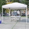 image:imageFlash Furniture Harris 10x10 White Pop Up Event Canopy Tent with Wheeled Case and Folding Bench Set  Portable Tailgate Camping Event SetWhite