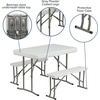 image:imageFlash Furniture Harris 10x10 White Pop Up Event Canopy Tent with Wheeled Case and Folding Bench Set  Portable Tailgate Camping Event SetWhite