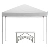 image:imageFlash Furniture Harris 10x10 White Pop Up Event Canopy Tent with Wheeled Case and Folding Bench Set  Portable Tailgate Camping Event SetWhite