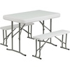 image:imageFlash Furniture Harris 10x10 White Pop Up Event Canopy Tent with Wheeled Case and Folding Bench Set  Portable Tailgate Camping Event SetWhite