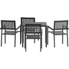 image:imageFlash Furniture Harris Commercial 5 Piece Table and Chairs Set  4 Black Metal Chairs with Poly Resin Backs and Seats  Black Square Table with Poly Resin Top5Piece Set