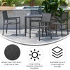 image:imageFlash Furniture Harris Commercial 5 Piece Table and Chairs Set  4 Black Metal Chairs with Poly Resin Backs and Seats  Black Square Table with Poly Resin TopContemporary