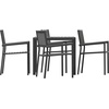 image:imageFlash Furniture Harris Commercial 5 Piece Table and Chairs Set  4 Black Metal Chairs with Poly Resin Backs and Seats  Black Square Table with Poly Resin Top5Piece Set