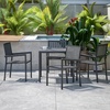 image:imageFlash Furniture Harris Commercial 5 Piece Table and Chairs Set  4 Black Metal Chairs with Poly Resin Backs and Seats  Black Square Table with Poly Resin Top5Piece Set