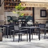 image:imageFlash Furniture Harris Commercial 5 Piece Table and Chairs Set  4 Black Metal Chairs with Poly Resin Backs and Seats  Black Square Table with Poly Resin TopContemporary