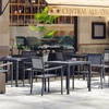 image:imageFlash Furniture Harris Commercial IndoorOutdoor Patio Table  Black Poly Resin Slatted Top  Black Steel Frame  Seating for 4