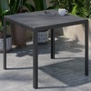 image:imageFlash Furniture Harris Commercial IndoorOutdoor Patio Table  Black Poly Resin Slatted Top  Black Steel Frame  Seating for 4