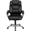 image:imageFlash Furniture Heather High Back Black LeatherSoft Layered Upholstered Executive Swivel Ergonomic Office Chair with Silver Nylon Base and Arms