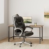 image:imageFlash Furniture Heather High Back Black LeatherSoft Layered Upholstered Executive Swivel Ergonomic Office Chair with Silver Nylon Base and Arms