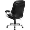 image:imageFlash Furniture Heather High Back Black LeatherSoft Layered Upholstered Executive Swivel Ergonomic Office Chair with Silver Nylon Base and Arms