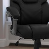 image:imageFlash Furniture Heather MidBack Black LeatherSoft Layered Upholstered Executive Swivel Ergonomic Office Chair with Silver Nylon Base and Arms
