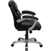 image:imageFlash Furniture Heather MidBack Black LeatherSoft Layered Upholstered Executive Swivel Ergonomic Office Chair with Silver Nylon Base and Arms