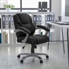 image:imageFlash Furniture Heather MidBack Black LeatherSoft Layered Upholstered Executive Swivel Ergonomic Office Chair with Silver Nylon Base and Arms