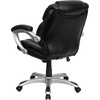image:imageFlash Furniture Heather MidBack Black LeatherSoft Layered Upholstered Executive Swivel Ergonomic Office Chair with Silver Nylon Base and Arms