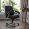 image:imageFlash Furniture Heather MidBack Black LeatherSoft Layered Upholstered Executive Swivel Ergonomic Office Chair with Silver Nylon Base and Arms
