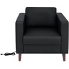 image:imageFlash Furniture Hercules Artemis Commercial Chair for Reception and Lobby Use with Solid Wood Legs 2 Outlets 1 USB and 1 USBC Ports Cognac LeatherSoftBlack