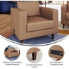 image:imageFlash Furniture Hercules Artemis Commercial Chair for Reception and Lobby Use with Solid Wood Legs 2 Outlets 1 USB and 1 USBC Ports Cognac LeatherSoftCognac