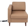 image:imageFlash Furniture Hercules Artemis Commercial Modular Left Arm Chair for Reception Areas with Solid Wood Legs 2 Outlets 1 USB and 1 USBC Ports Cognac LeatherSoftCognac