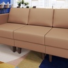 image:imageFlash Furniture Hercules Artemis Commercial Modular Middle Chair for Reception and Lobby Areas with Solid Wood Legs Black LeatherSoftCognac