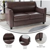 image:imageFlash Furniture Hercules Diplomat Series LeatherSoft Upholstered Loveseat Modern Small Sofa for Living Room or Office NavyBrown
